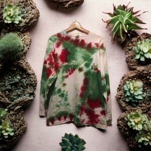 Candyes Handmade Tie Dye Long Sleeve Cotton Tee L